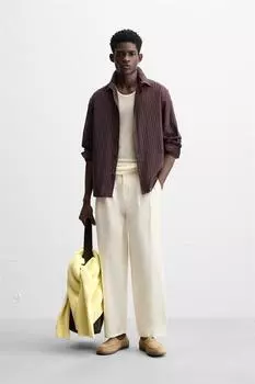 Плиссированные брюки-чинос ZARA, кэмел