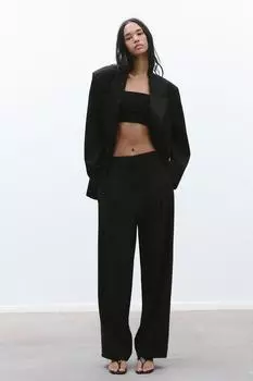 Плиссированные брюки ZARA, черный