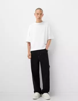 Плотницкие брюки из хлопка Bershka, черный