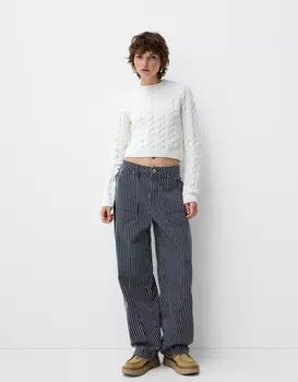 Плотницкие брюки из твила Bershka, синий