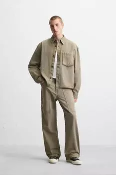 Плотницкие брюки свободного покроя ZARA, бежевый