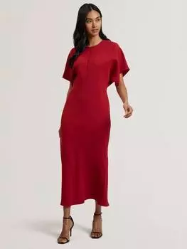 Плотное сшитое на заказ платье миди Ted Baker, темно-красный