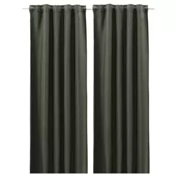 Плотные шторы, 1 пара, темно-зеленые, 145х300 см, ANNAKAJSA IKEA