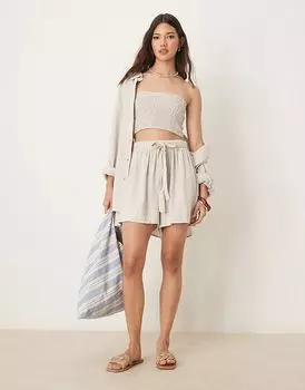 Пляжные шорты Isabel mix & match из льняной смеси натурального цвета ASOS DESIGN