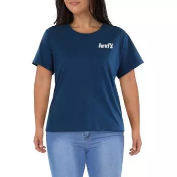 Плюс Женский хлопковый пуловер с круглым вырезом Levi's, синий