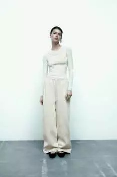 Плюшевые брюки со швом ZARA, лед