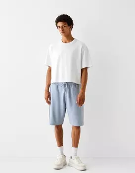 Плюшевые шорты-бермуды Bershka, голубой