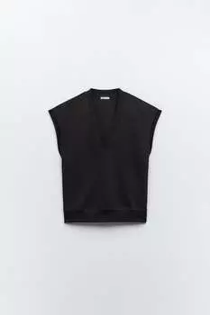 Плюшевый жилет ZARA, черный