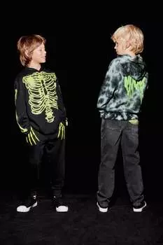 Плюшовые брюки halloween bones ZARA, черный