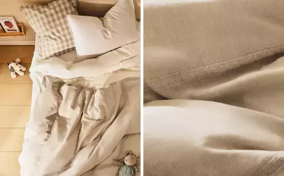 Пододеяльник с каймой Zara Home, светло-бежевый