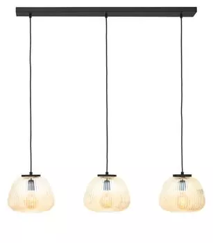 Подвесной светильник Brilliant Lamp Kaizen, 3 лампы янтарно-янтарный/черный матовый металл/коричневое стекло 3x A60, E27, 40 Вт, коричневый