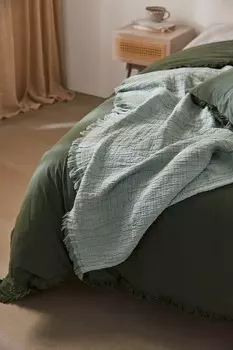 Покрывало из смеси хлопка H&M, 150x250 см, зеленый