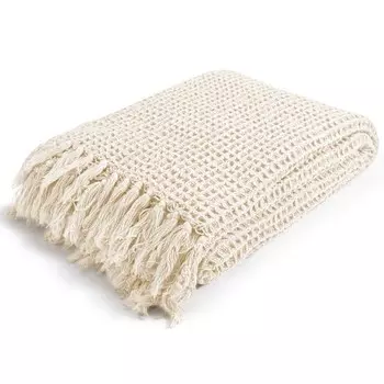 Покрывало mokebo mit Waffelpique Strickdecke, 130x170x2 см, кремово-белый