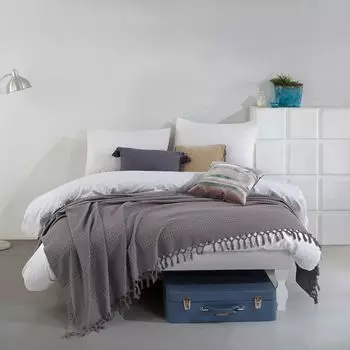 Покрывало пике с бахромой 220х240 см серое CLASS HOME COLLECTION