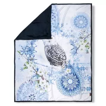 Покрывало с мандалой и цветами - 130х160 см - 100% поливелвет. Muller Textil, синий