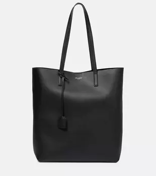 Покупки Большая кожаная сумка-тоут Saint Laurent, черный