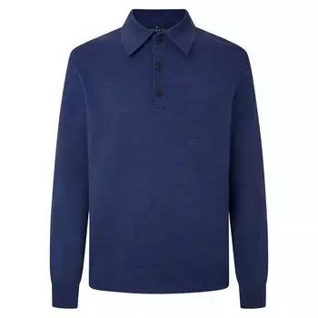Поло Hackett Denim Knit Long, синий