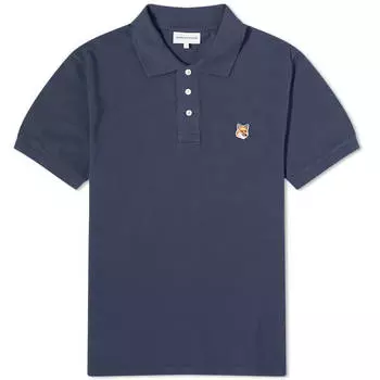 Поло Maison Kitsune Fox Head Patch Regular, цвет Ink Blue