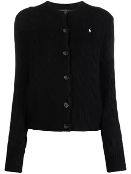 Polo Ralph Lauren кардиган фактурной вязки с вышивкой Polo Pony, черный