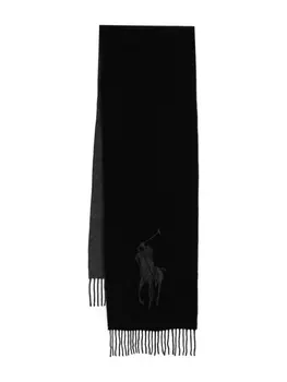 Polo Ralph Lauren шарф с бахромой и логотипом, черный