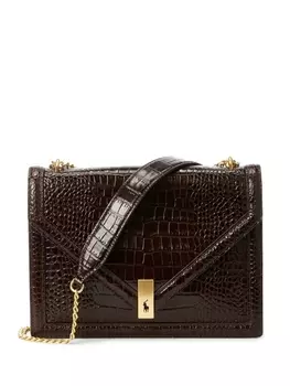Polo Ralph Lauren сумка с тиснением под кожу крокодила, коричневый