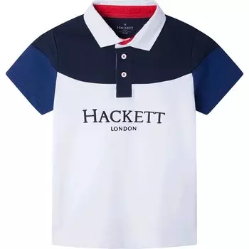 Поло с коротким рукавом Hackett Crest Curve Yoke, белый