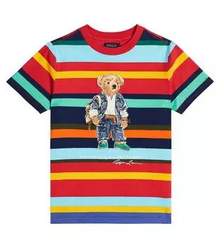 Полосатая футболка из хлопкового джерси Polo Ralph Lauren, разноцветный