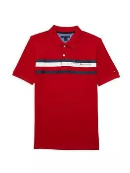 Полосатая футболка-поло для мальчиков Tommy Hilfiger, алый