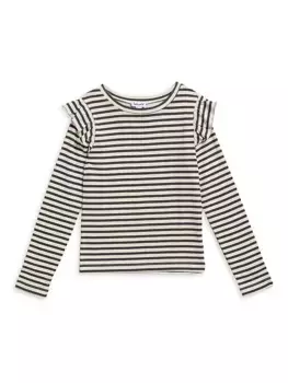 Полосатая футболка с длинными рукавами Little Girl's & Girl's Paris Splendid, белый