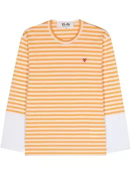 Полосатая футболка с нашивкой Comme Des Garons Play, желтый
