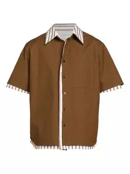 Полосатая хлопковая рубашка Bottega Veneta, белый