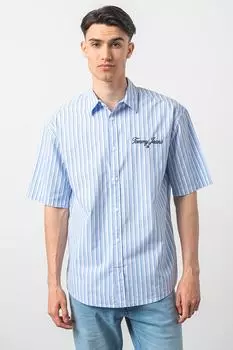 Полосатая хлопковая рубашка Tommy Jeans, синий