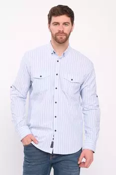 Полосатая льняная рубашка с пуговицами Lee Cooper, синий