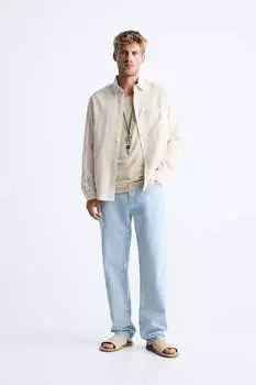 Полосатая рубашка из сирсакера ZARA, синий