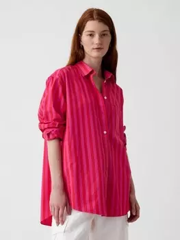 Полосатая рубашка оверсайз Gap, розовый