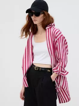Полосатая рубашка оверсайз Gap, розовый
