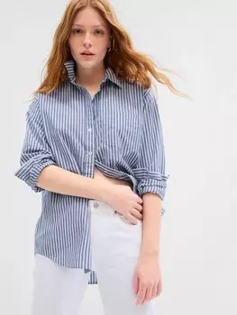 Полосатая рубашка оверсайз Gap, синий