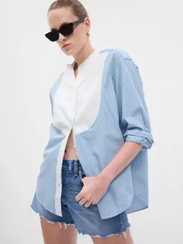 Полосатая рубашка оверсайз Gap, синий