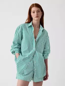 Полосатая рубашка оверсайз Gap, зеленый