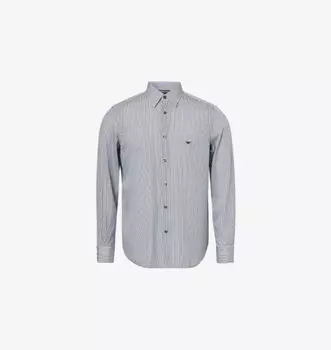 Полосатая рубашка прямого кроя из ткани Emporio Armani, белый