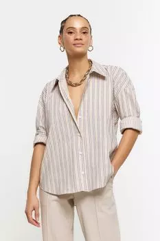 Полосатая рубашка River Island, коричневый
