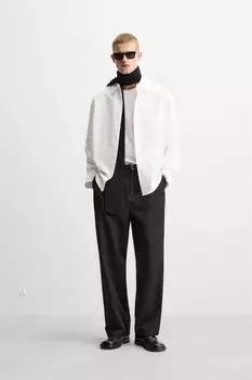 Полосатая рубашка с карманом ZARA, белый