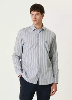 Полосатая рубашка с рисунком Etro, голубой