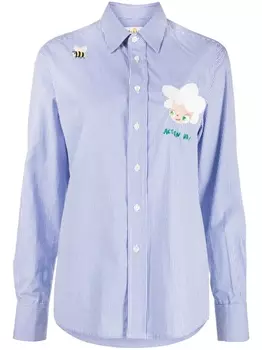 Полосатая рубашка с вышивкой Mira Mikati, синий