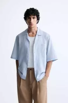 Полосатая рубашка ZARA, синий