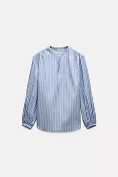 Полосатая рубашка ZARA, синий/белый