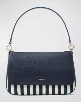 Полосатая сумка через плечо Hudson из ткани и кожи с клапаном kate spade new york, цвет Parisian Navy Multi