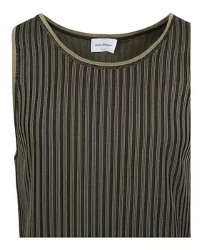Полосатая трикотажная майка Salvatore Ferragamo, цвет Beige Black