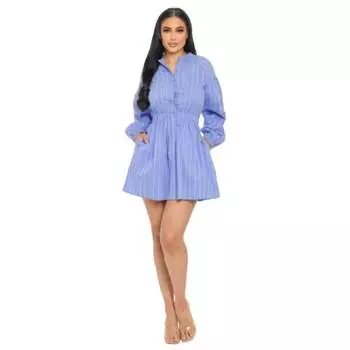 Полосатое мини-платье FASHNZFAB, синий