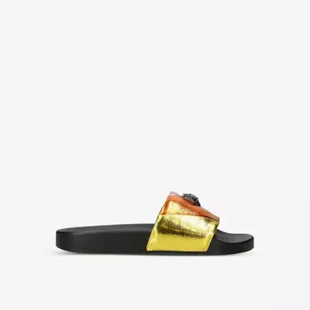 Полосатые резиновые шлепанцы с изображением орла Мины Kurt Geiger London, мультиколор